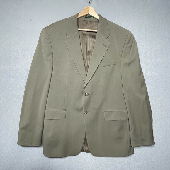 Lauren Ralph Lauren 2 Button 100%‎ Wool Beige Blazer Tagged 42R - Picture 1 of 9
